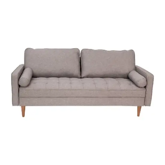 Emma and Oliver Upholstered Mid-Century Modern Pocket Spring Sofa with Wooden Legs and Removable Back Cushions image {2}