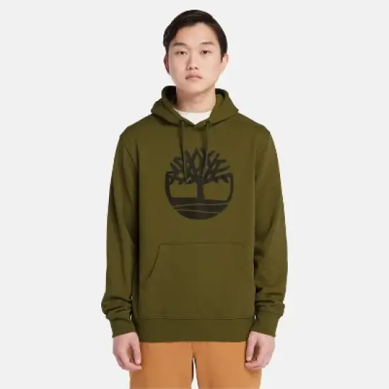 Timberland Tree Logo Hoodie, Dark Olive/Black, X Large image {3}