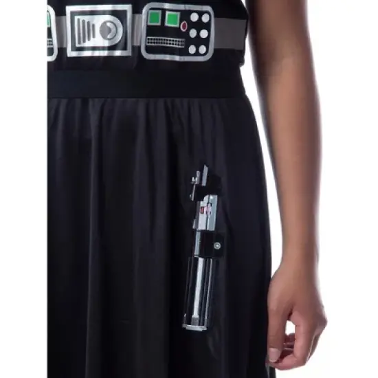 Star Wars Womens' Darth Vader Costume Fitted Nightgown Sleep Pajama Dress Black image {4}