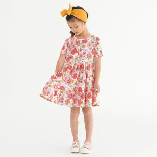 RuffleButts Baby Girls Short Sleeve Ruffle Dress image {3}