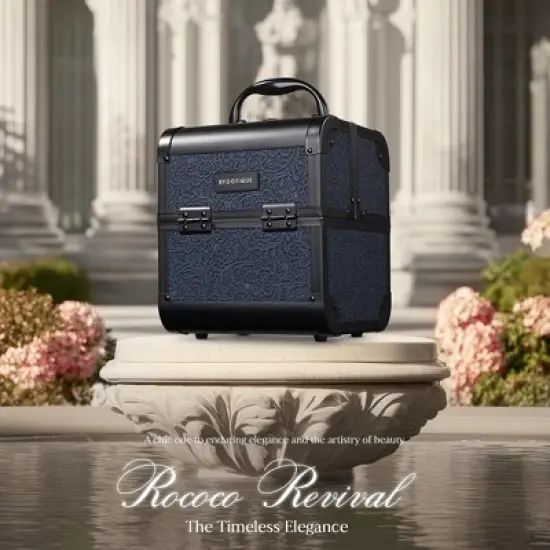 Byootique Makeup Train Case Cosmetic Organizer w/ Mirror Artist image {1}