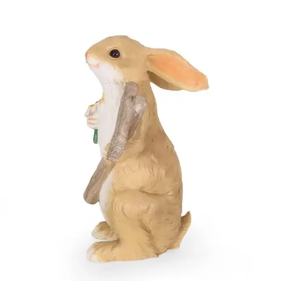 28.25" Concrete Silverbow Outdoor Rabbit Garden Statue - White and Brown - Christopher Knight Home image {4}