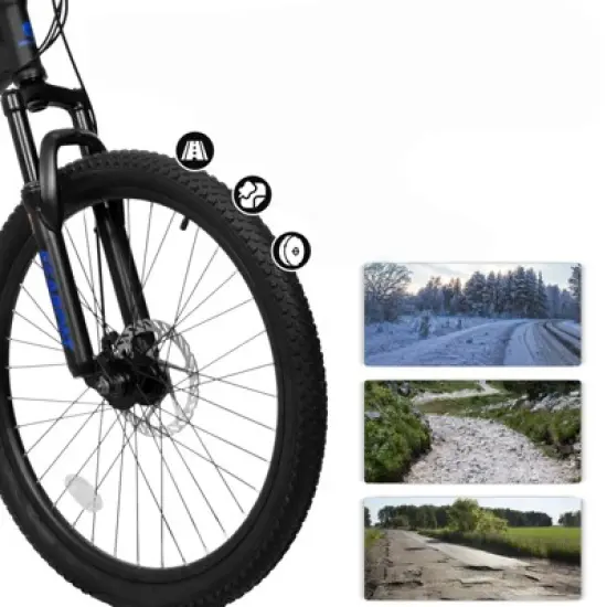 DSVIMOY 27.5 Inch Full Suspension Mountain Bike, 21-Speed, Suitable for Men and Women, Ideal for Travel, Blcak, 68.1"*27"*39.7" image {4}