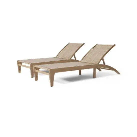 Christopher Knight Home Benfield Outdoor Acacia Wood and Flat Wicker Chaise Lounge image {9}