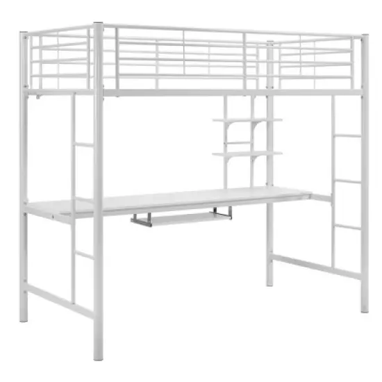 Twin Analise Metal Loft Bed with Wood Desk - Saracina Home image {4}