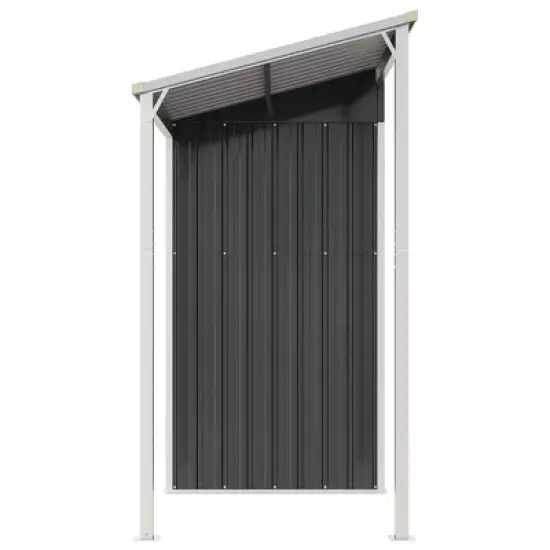 vidaXL Garden Shed with Extended Roof Outdoor Backyard Storage House Steel - Anthracite image {4}