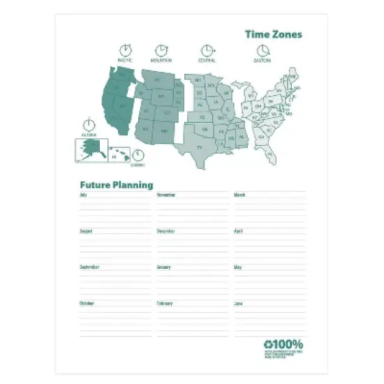 100% Recycled MonoBright Monthly/Weekly Planner, 11 x 8.5, Green/Gold Cover, 12-Month (July to June): 2025 to 2026 image {3}