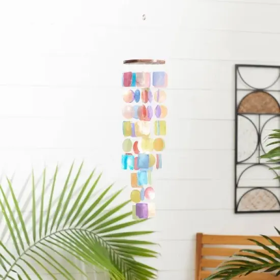 5" Glass Coastal Abstract Windchime - Olivia & May image {1}