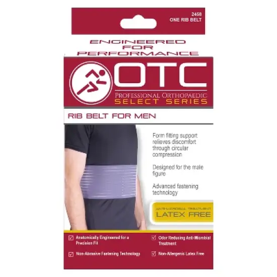 OTC Rib Belt for Men, 6-inch Elastic Chest Compression, Select Series, Grey image {2}