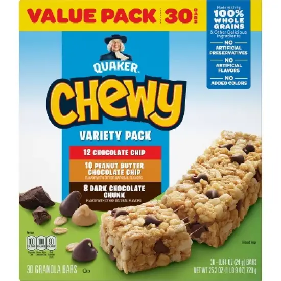 Quaker Chewy 3 Flavor Variety Pack Granola Bars - 25.3oz/30ct image {8}