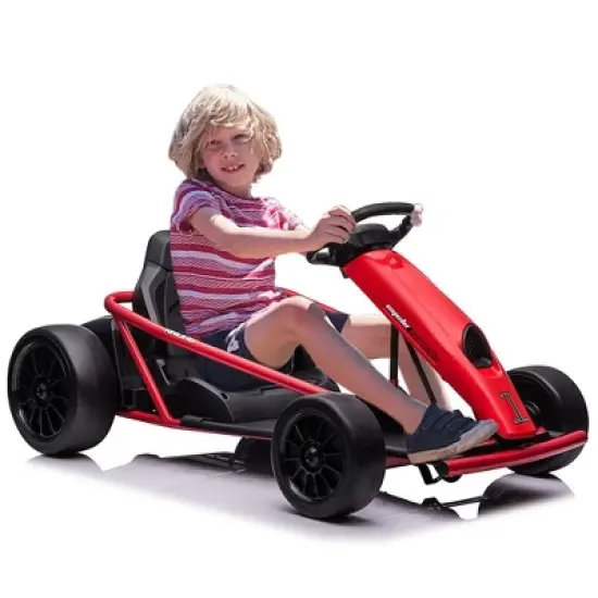 24V 9Ah Kids Ride-On Go-Kart Toy, High-Speed 8MPH Drifting Car with Powerful Motors image {7}