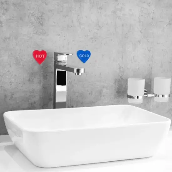 Unique Bargains Acrylic Decor Home Heart Shape Self Stick Hot/Cold Water Label image {3}