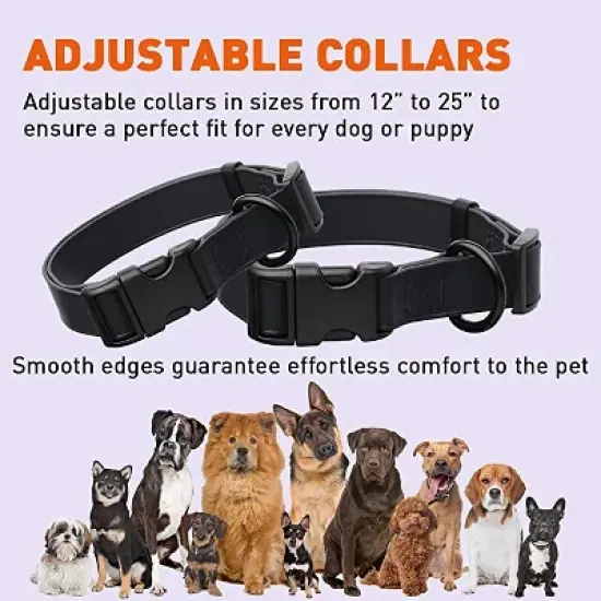 Dogline Biothane Waterproof Collar with QR Buckle Black image {2}