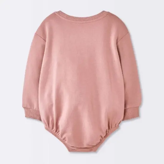 Baby Girls' Love Sweatshirt Romper - Cloud Island&trade; Pink image {1}