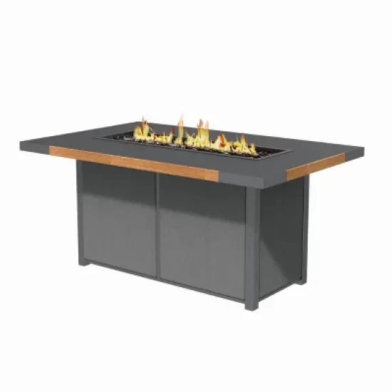 Moda Furnishings 26.77'' H x 62.99'' W Aluminum Propane Outdoor Fire Pit Table with Lid image {9}
