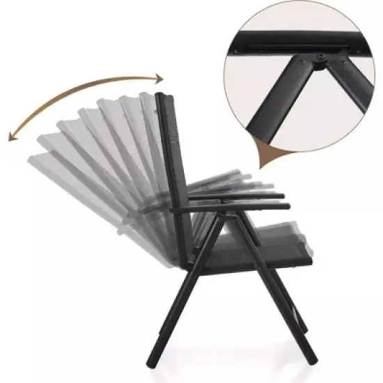 5pc Patio Set with Square Table & Reclining Sling Chairs with Armrests - Captiva Designs image {5}