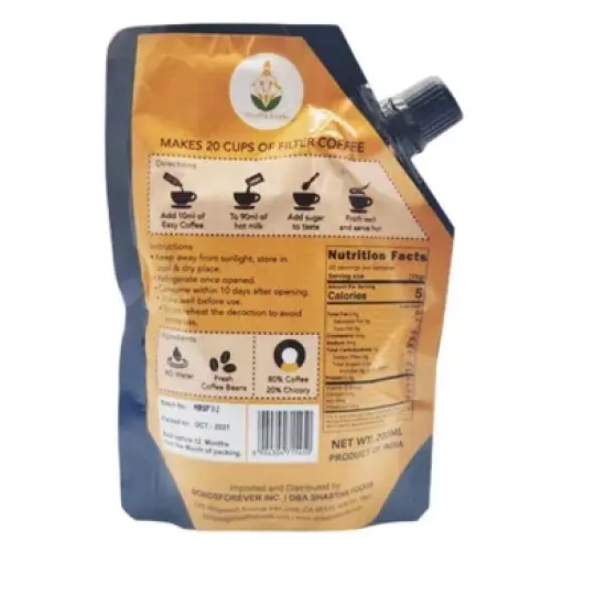 Shastha Premium Flavored Easy Filter Coffee Decoction Pack of 3 &times; 200 ml = 600 ml (1.32 lbs) image {2}