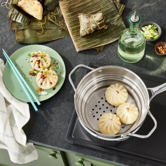 Stainless Steel Stock Pot Steamer Insert - Fits 1.5qt & 3qt Silver - Figmint&trade;: Vegetable & Food Steamer Basket image {1}