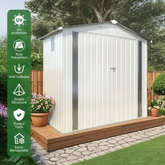 MOEPISY 6ft X 3.5ft Metal Storage Shed, Tool Shed With Peaked Roof Waterproof With Clear Window image {6}