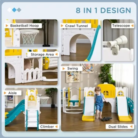 Yinvani 8 in 1 Toddler Slide and Swing Set with 2 Slides, for Ages 1-3 image {6}