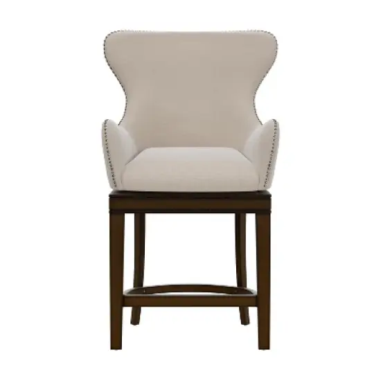 25.75" Caydena Memory Return Swivel Wood Counter Height Barstool Rustic Gray/Cream Fabric - Hillsdale Furniture image {5}