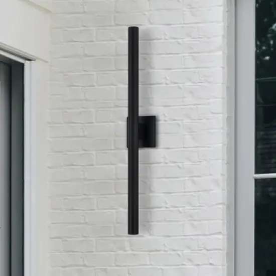 C Cattleya Black 2-Light 26W Dimmable LED Outdoor Wall Light with Frosted Glass Diffuser image {1}