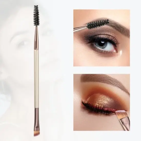 Unique Bargains Double-ended Wooden Handle Makeup Brushes and Sets Champagne 2 Pcs image {2}