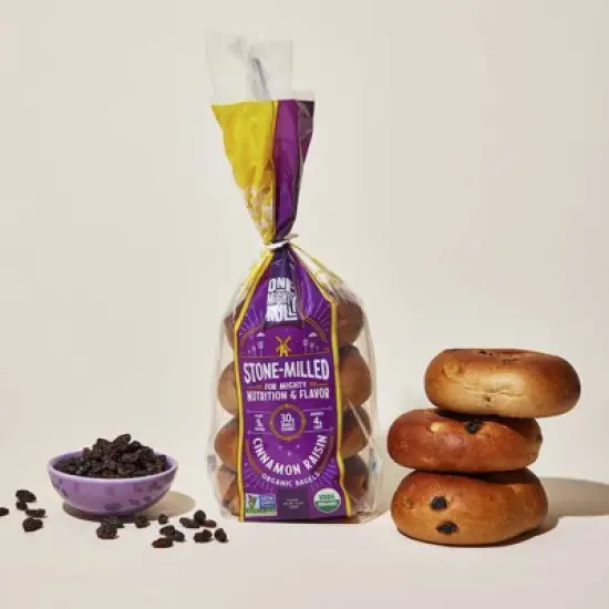 One Mighty Mill Whole Wheat Cinnamon Raisin Bagel - 4ct / 13.4oz image {2}