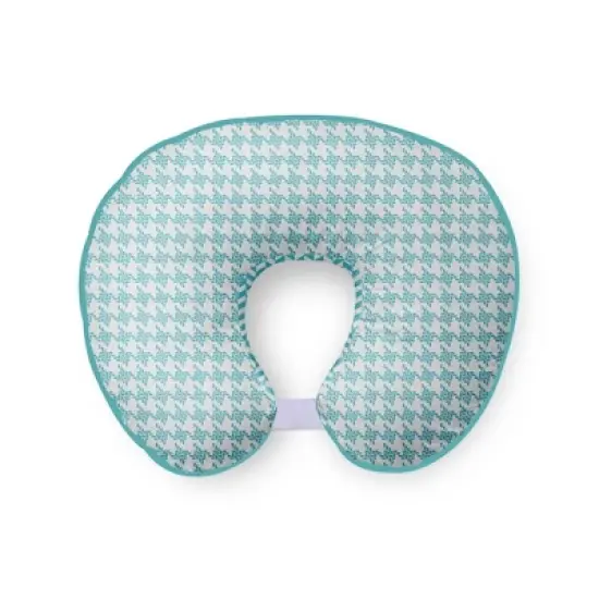 Bacati - 3 pc Houndstooth/Herringbone Aqua Muslin Hugster Feeding & Infant Support Nursing Pillow with 2 removable zippered covers  image {1}