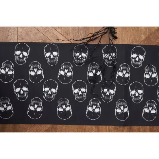 C&F Home Skeleton Skulls Pattern Halloween Reversible Decorative Table Runner 14" x 72" image {2}
