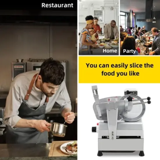 Meat Slicer, Electric Slicer - Professional Dual Motor,Removable Stainless Steel Blade, 0-16mm Thickness for Home/Commercial Kitchens image {4}