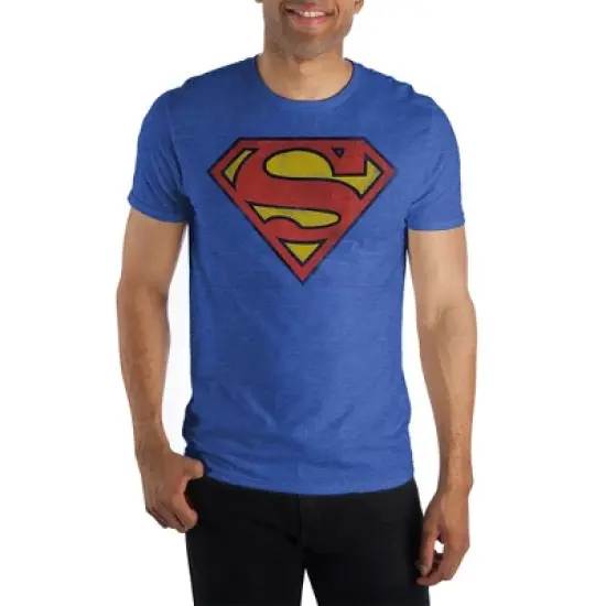 Superman S Super Logo Men's Blue T-Shirt Tee Shirt image {4}