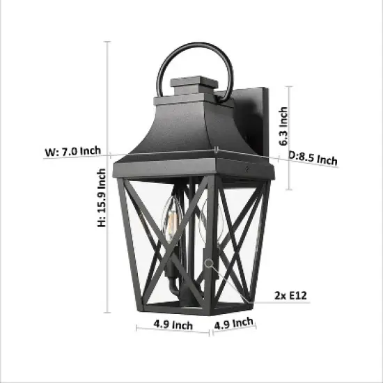 YUHAO Garage Patio Front Door Balcony Anti-Rust Waterproof Outdoor Wall Light Modern  Black(1 PACK) image {5}