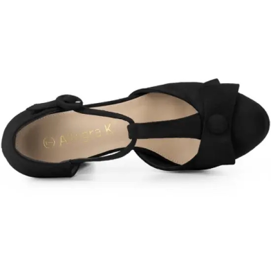 Allegra K Women's Mary Janes Platform Pumps Chunky Heels image {4}