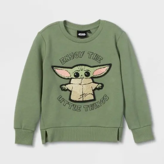 Toddler Boys' Star Wars The Mandalorian Solid Pullover Sweatshirt - Green image {3}