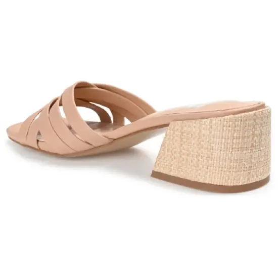 Journee Collection Womens Moree Open Square Toe Block Heel Sandals Tan 8.5 image {6}