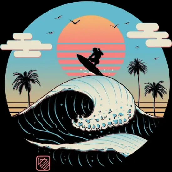 Junior's Design By Humans Summer Big Wave Surf Vibes By vincenttrinidad T-Shirt image {1}