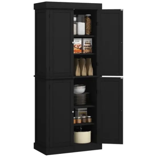 HOMCOM 72" Traditional Freestanding Kitchen Pantry Cupboard with 2 Cabinet, and Adjustable Shelves image {6}