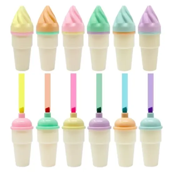 Wrapables Cute and Colorful Highlighters, Marker Pens, Stationery Supplies (Set of 6), Ice Cream image {6}