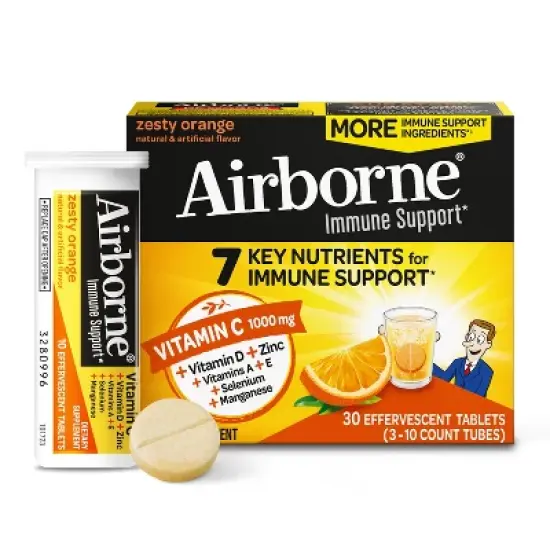 Airborne Immune Support Supplement Dissolving Tablets - Zesty Orange image {12}