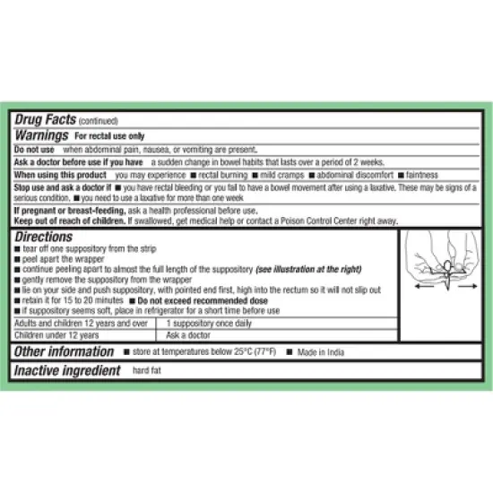 Geri Care Health Star Bisacodyl Suppositories Stimulant Laxative, 12 Count image {1}