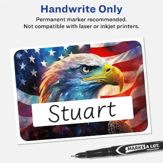 Avery American Flag Patriotic Eagle Name Badges, 2-1/3" x 3-3/8", 80ct image {3}