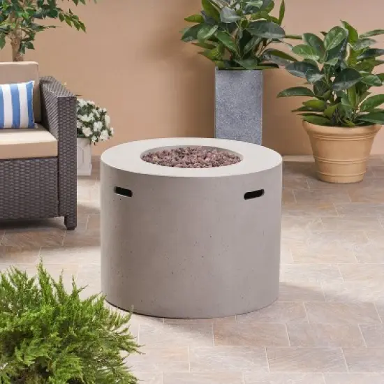 31 Inch Round Outdoor Fire Pit with 40,000 BTU and Hand Crafted Concrete Design image {4}