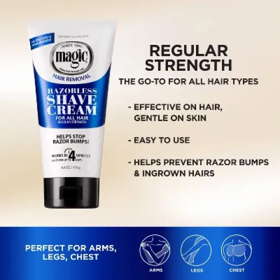 Magic Razorless Shaving Cream for Hair Removal, Normal Beard Maintenance, Depilitory Cream - 6oz image {2}