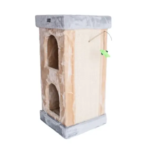 Armarkat Double Condo Real Wood Cat House With Scratching Carpet For Cats, Kitty Enjoyment image {4}
