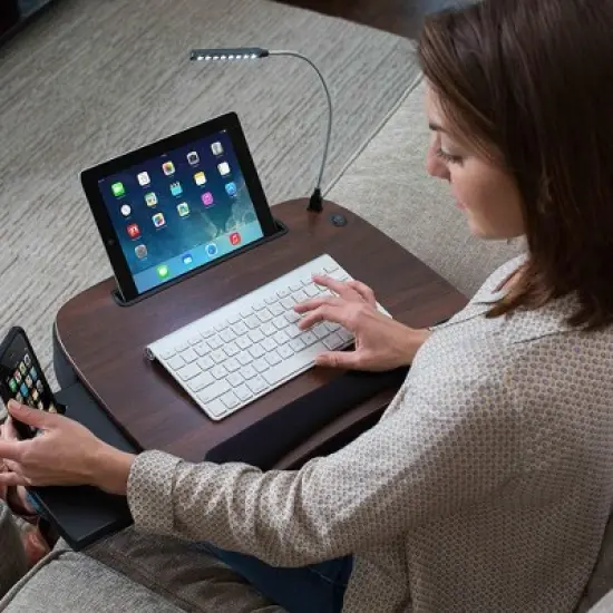 Sofia + Sam Multi Tasking Memory Foam Lap Desk with USB Light ( Brown Wood Top) image {7}