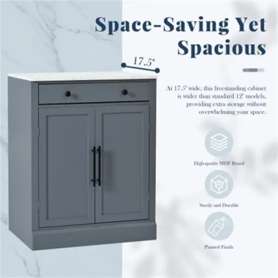 TIRAMISUBEST 4-Piece Freestanding Kitchen Pantry Cabinet Combo, Tall Kitchen Hutch with Storage Drawers and Adjustable Shelf image {5}