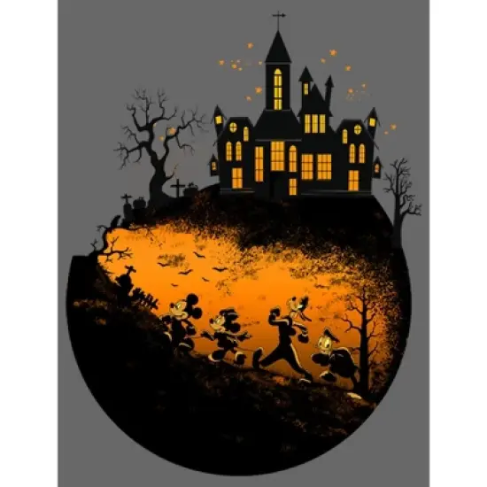 Junior's Mickey & Friends Haunted House T-Shirt image {1}