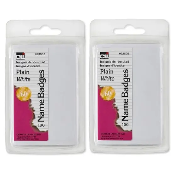 Charles Leonard Self-Adhesive Name Badges, Plain, White, 100 Per Pack, 12 Packs image {2}