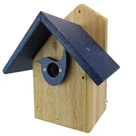 JCS Wildlife Post Mount Cedar Wren House w Poly Roof & Birdhouse Predator Guard Portal image {6}